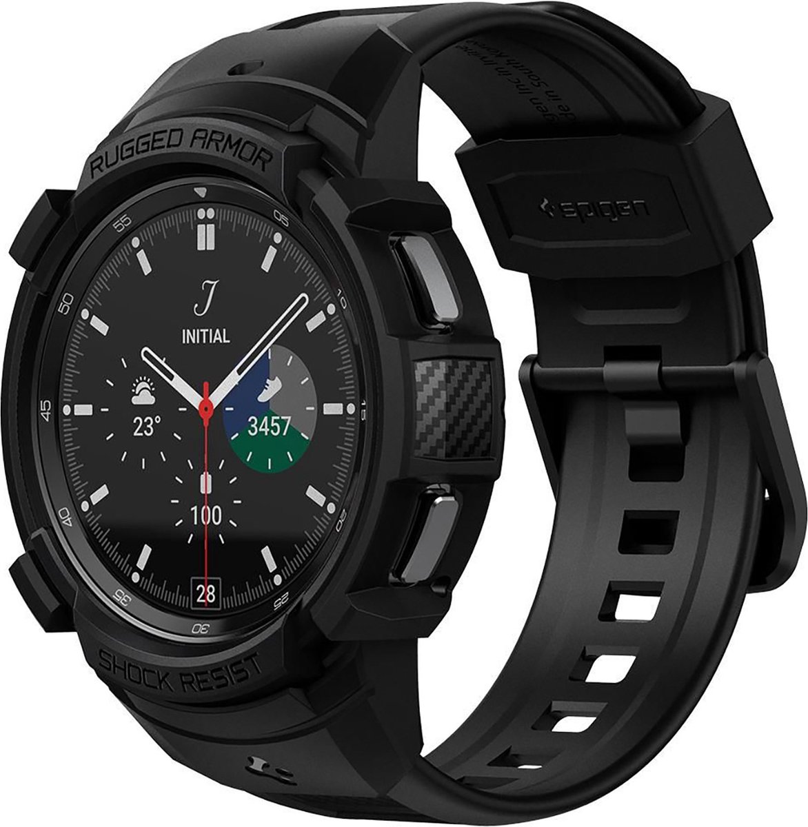 Spigen - Samsung Galaxy Watch 4 Classic 46mm bandje - Rugged Armor Pro - Zwart