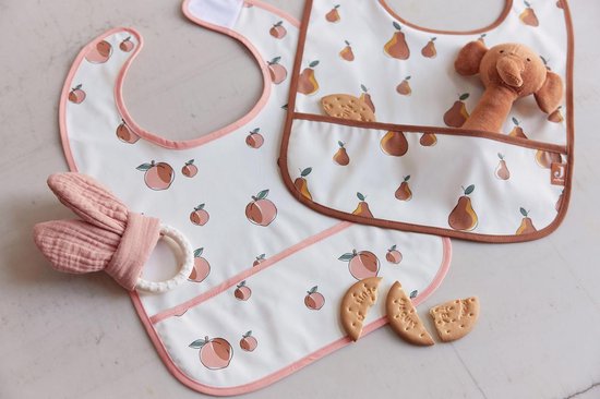 Jollein - Slab Waterproof (Peach) - Polyester - Polyurethaan - Slabbetjes Baby - 2 Stuks - 40 cm van Jollein — afbeelding 3