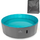 Navaris opvouwbaar hondenzwembad van plastic - Geen pomp nodig en met afvoer - Voor grote en kleine honden - 160 x 30 cm - In diverse kleuren en maten