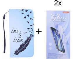 Bookcase Geschikt voor: Xiaomi Poco X3 / X3 Pro Bookcase hoesje met print - Love To Dream met 2 stuks Glas Screen protector