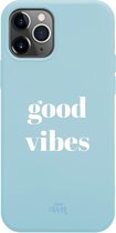 iPhone 11 Pro Max Case - Good Vibes Blue - xoxo Wildhearts Short Quotes Case