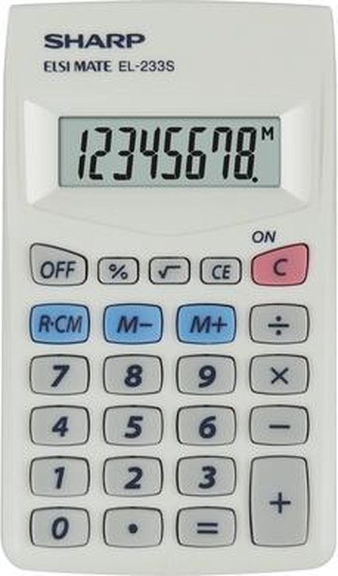 Sharp calculator - grijs - hand - 8 digit - SH-EL233S