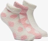 3 paar kinder huissokken met stippen - Roze - Maat 31/34 - Fluffy sokken