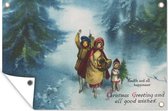 Muurdecoratie Kerstboodschap - Sneeuw - Kerstmis - 180x120 cm - Tuinposter - Tuindoek - Buitenposter
