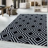 Zwart Tapijt Laagpolig Vloerkleed - 120x170cm- Modern - Woonkamer - Salon - Slaapkamer - Eetkamer