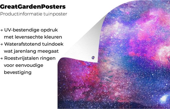 Affiche clôture Espace - Couleurs - Etoiles - 200x100 cm - Toile de jardin