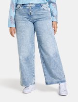 SAMOON Dames Wijde jeans Carlotta in used look Blue Denim-50
