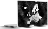 Laptop sticker - 10.1 inch - Europakaart op een donkere achtergrond - zwart wit - 25x18cm - Laptopstickers - Laptop skin - Cover