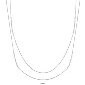 Twice As Nice Halsketting in edelstaal, dubbele ketting met parels  44 cm+5 cm