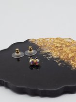 oorknop crystal ab / holografisch / goud / biba/ oorbellen