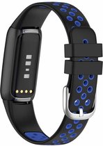 Fitbit Luxe Sport Bandje - Siliconen - Zwart/Blauw - 160-220mm - Wearablebandje - Geschikt voor Sportactiviteiten