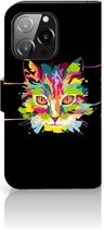 Wallet Book Case iPhone 13 Pro Smartphone Hoesje Cat Color Leuke Verjaardagscadeaus