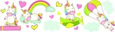 muursticker Baby Unicorn meisjes vinyl 18 stuks