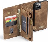 CaseMe 2-in-1 iPhone 13 Mini Hoesje Book Case met Back Cover Bruin