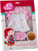 babypop-accesoire jurk meisjes 30 cm polyester roze/wit