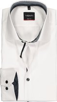 VENTI body fit overhemd - wit twill (zwart contrast) - Strijkvriendelijk - Boordmaat: 38