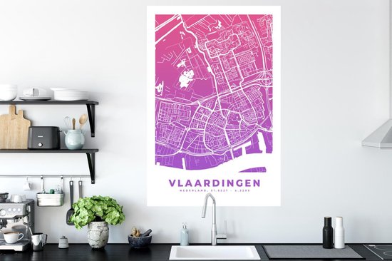Stickers Stickers muraux - Plan de la ville - Vlaardingen - Violet - Pays- Nederland - 80x120 cm - Feuille adhésive - Carte
