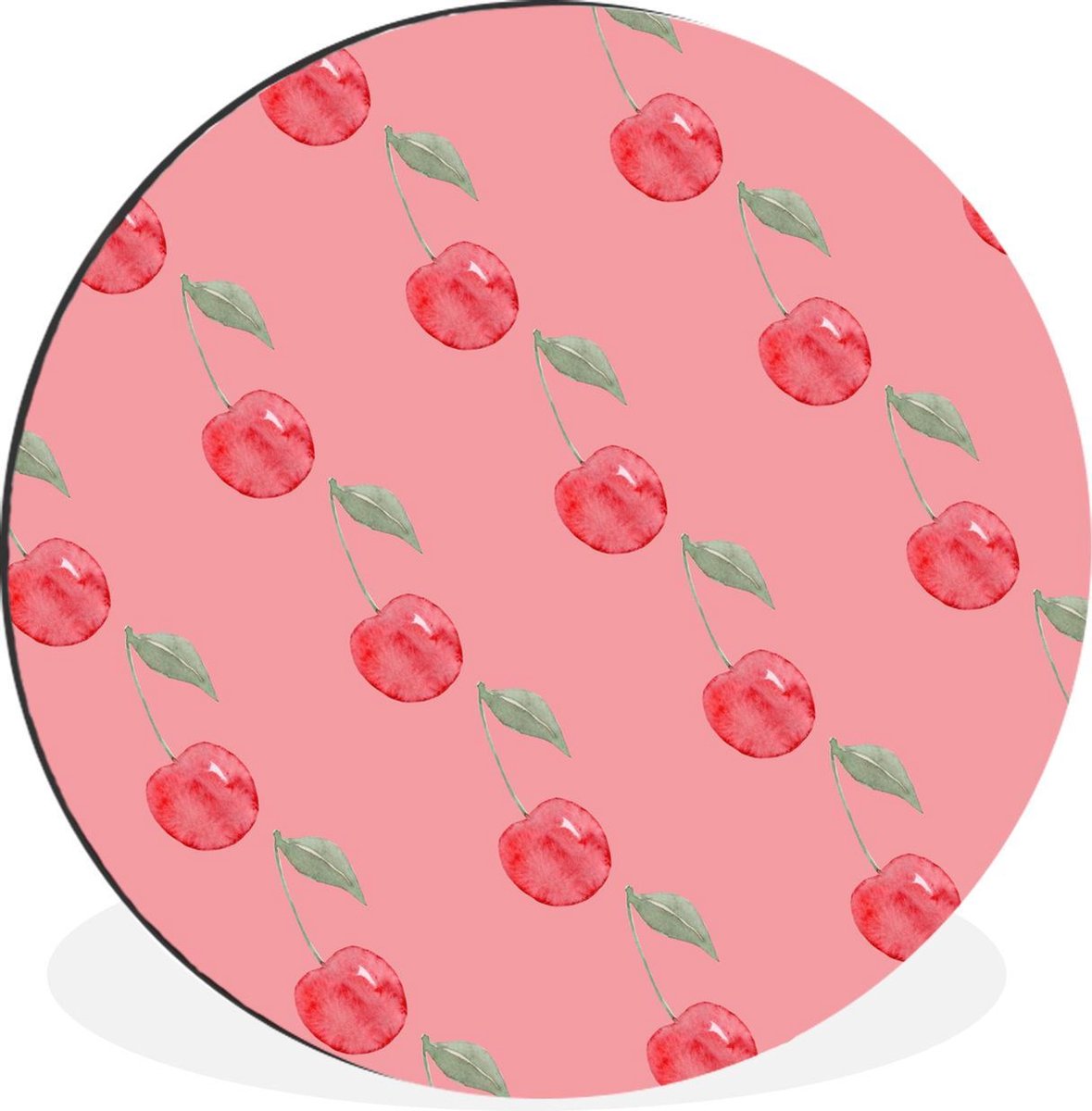 WallCircle - Wandcirkel - Muurcirkel - Kersen - Waterverf - Roze - Aluminium - Dibond - 140x140 cm - Binnen en Buiten