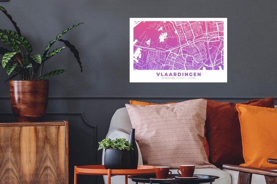 Stickers Stickers muraux - Plan de la ville - Vlaardingen - Pays- Nederland - Violet - 60x40 cm - Feuille adhésive - Carte