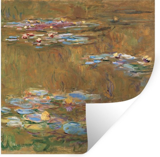 Muurstickers - Sticker Folie - Waterlelies - Claude Monet - 120x120 cm - Plakfolie - Muurstickers Kinderkamer - Zelfklevend Behang XXL - Zelfklevend behangpapier - Stickerfolie