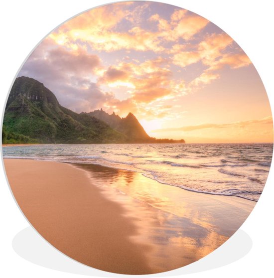 WallCircle - Wandcirkel ⌀ 30 - Hawaii - Zon - Strand - Ronde schilderijen woonkamer - Wandbord rond - Muurdecoratie cirkel - Kamer decoratie binnen - Wanddecoratie muurcirkel - Woonaccessoires