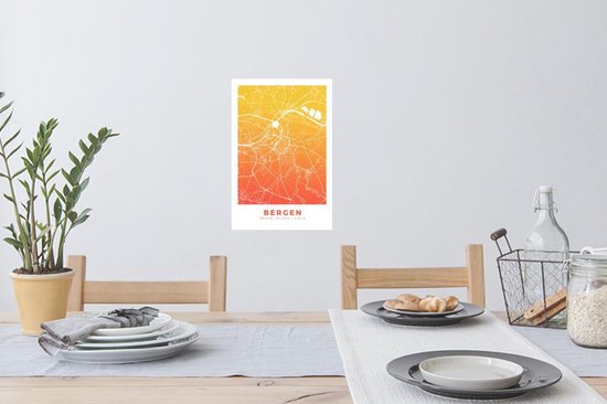 Stickers muraux - Plan de la ville - Montagnes - Oranje - België - 20x30 cm - Film adhésif - Carte