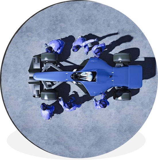 WallCircle - Wandcirkel - Muurcirkel - Sport - Raceauto - Blauw - Aluminium - Dibond - ⌀ 60 cm - Binnen en Buiten