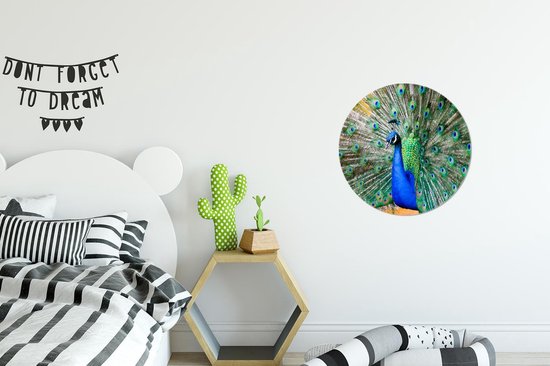 Papier peint Circle - Paon - Ressorts - Blauw - ⌀ 30 cm - Wall Circle