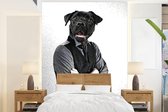 Papier peint photo vinyle - Un portrait d'un homme bien habillé avec une tête de chien largeur 160 cm x hauteur 220 cm - Tirage photo sur papier peint (disponible en 7 tailles)