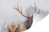 Muurdecoratie Besneeuwd hert in de winter - 180x120 cm - Tuinposter - Tuindoek - Buitenposter