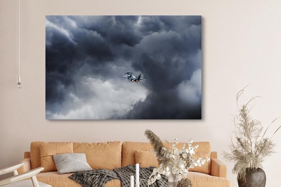 Avion de chasse vole dans les airs 180x120 cm - Tirage photo sur toile (Décoration murale salon / chambre) XXL / Groot format!