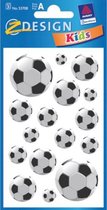 stickervel Voetbal 7,6 x 12 cm papier zwart/wit 48-delig