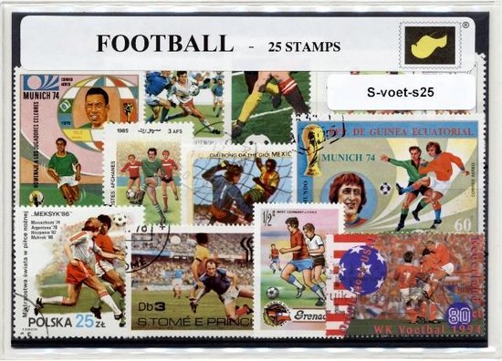 Afbeelding van het spel Voetbal – Luxe postzegel pakket (A6 formaat) : collectie van 25 verschillende postzegels van voetbal – kan als ansichtkaart in een A6 envelop - authentiek cadeau - kado - geschenk - kaart - goal - doel - voetballer - balsport - wk - ek - league