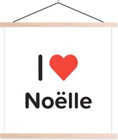 Posterhanger incl. Poster 120x120 cm - Schoolplaat - I love - Noëlle - Meisje - Textielposter - Blanke latten