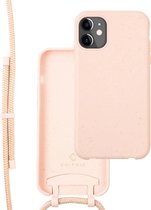 Coverzs Bio silicone case met koord geschikt voor Apple iPhone 11 Pro - roze