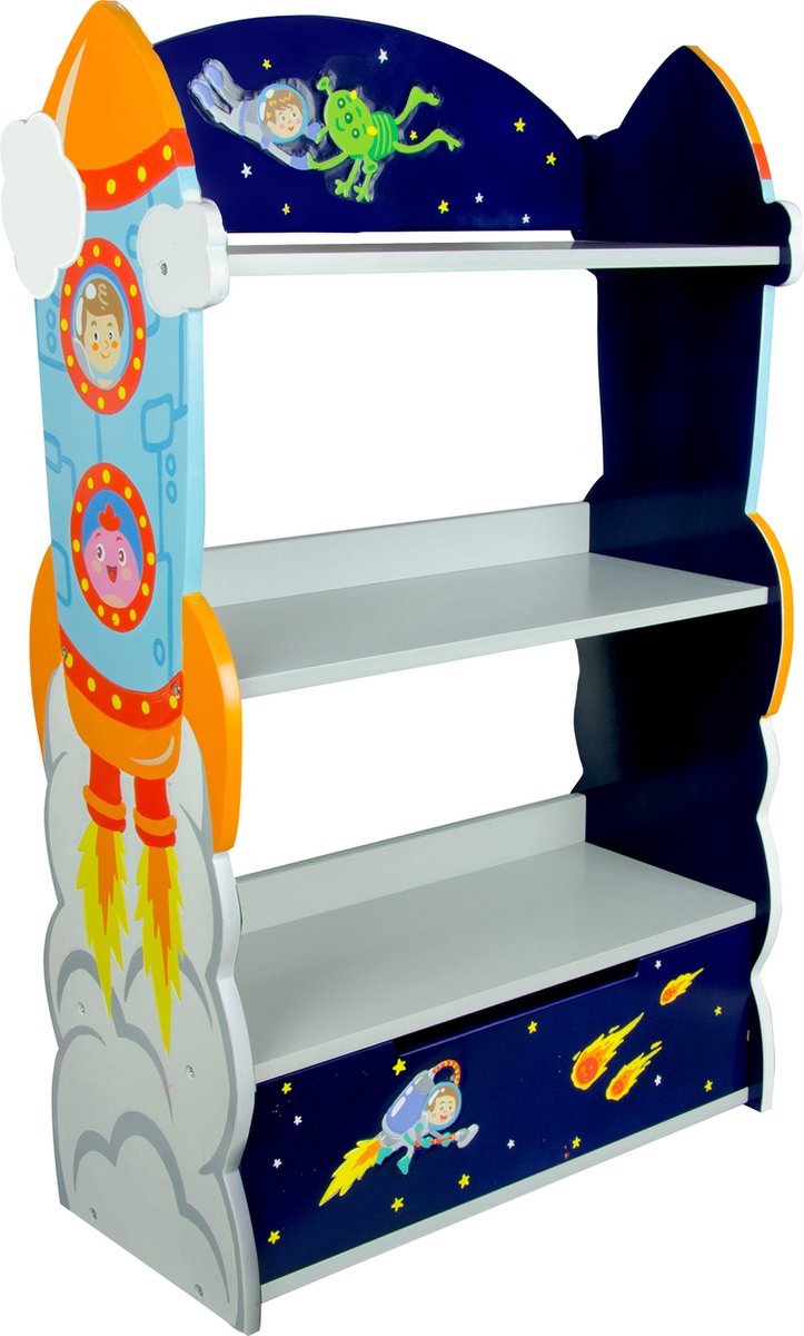 Teamson Kids Houten Boekenkast Voor Kinder - Kinderslaapkamer Accessoires - De Kosmische Ruimte Ontwerp