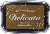 DE-000-191 Encre pigmentée Delicata 9x6cm paillettes dorées paillettes d'or encre d'estampage métallique encre tampon encreur