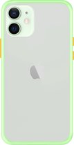 Telefoonglaasje Hoesje Geschikt voor iPhone 12 - TPU randen met PVC achterzijde - Lichtgroen/Transparant - Beschermhoes - Case - Cover