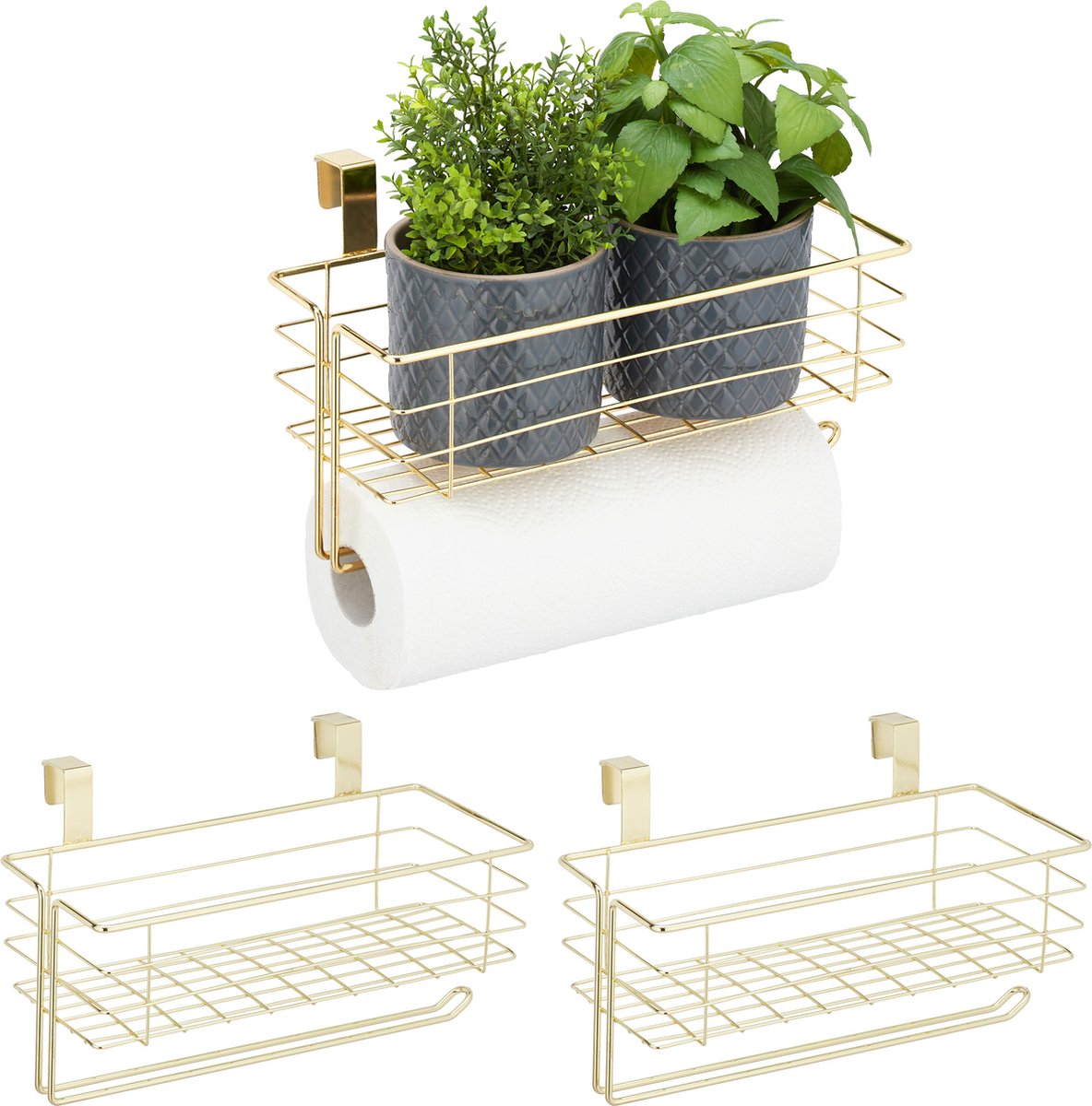 3x hangmand metaal - draadmand - kastdeur - opbergmandje - kastmand - organizer