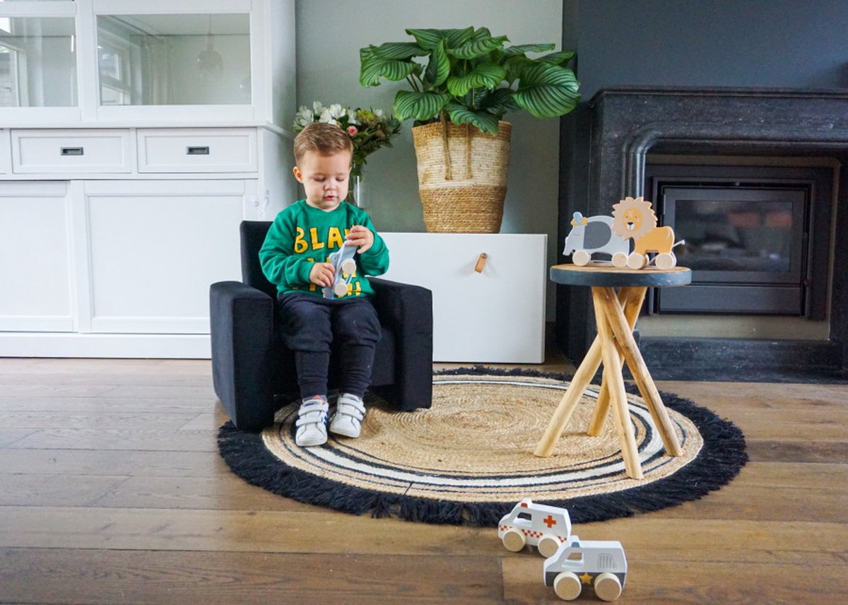 Tryco Houten Brandweerauto - Houten Speelgoedauto - Brandweerwagen met Handvat - Stimuleert Fantasierijk Spel - Vanaf 18 Maanden Rood — afbeelding 10