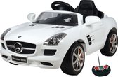 Eco Toys Mercedes SLS Elektrische Kinderauto - Wit - met claxon, muziek en geluid