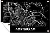 Tuindecoratie Amsterdam - Kaart - Zwart - 60x40 cm - Tuinposter - Tuindoek - Buitenposter