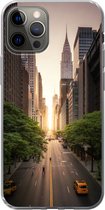 Geschikt voor iPhone 12 Pro hoesje - Straat van New York in de ochtend - Siliconen Telefoonhoesje