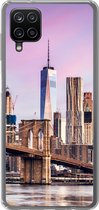 Geschikt voor Samsung Galaxy A12 hoesje - Brooklyn Brug en de skyline van New York - Siliconen Telefoonhoesje