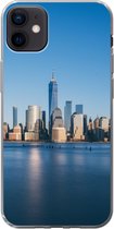 Geschikt voor iPhone 12 mini hoesje - New York - Skyline - Blauw - Siliconen Telefoonhoesje