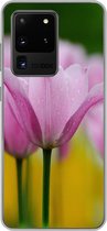 Geschikt voor Samsung Galaxy S20 Ultra hoesje - Bloemen - Tulpen - Roze - Siliconen Telefoonhoesje