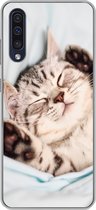 Geschikt voor Samsung Galaxy A50 hoesje - Kitten - Bed - Poten - Meisjes - Kinderen - Jongens - Kind - Siliconen Telefoonhoesje