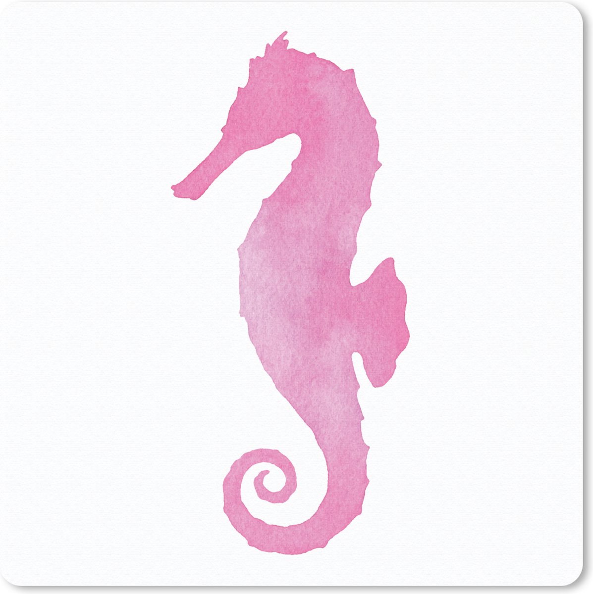 Muismat 30x30 cm - Mousepad Zeepaardje - Roze - Waterverf - Muismatten