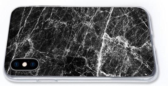 Coque iPhone Xs Max - Marbre - Pierre - Zwart - Siliconen