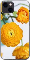 Geschikt voor iPhone 13 hoesje - Bloemen - Buiten - Oranje - Siliconen Telefoonhoesje
